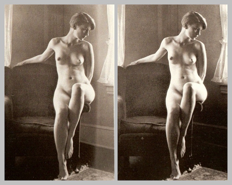 Lee Miller by Theodore Miller, 1928; parallel view stereo pair;   this variation of the original   © Falk 2019